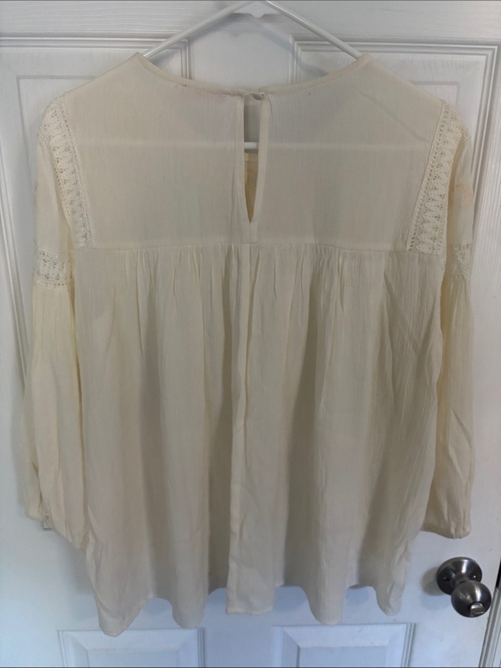 miami Cream Floral Embroidered Peasant Blouse - Picture 7 of 10
